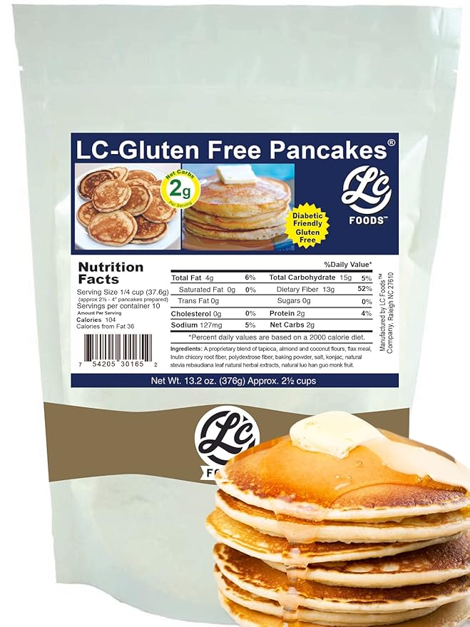 Low Carb Foods Gluten Free Pancake Mix | All-natural Ingredients | Almond and Coconut Flour Baking | Diabetic Friendly | Artificial Sweetener Free | 13.2 Oz