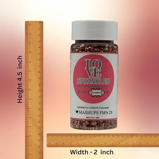 Confect Sprinkles- Premium Copper Edible Asssorted jimmis, Dragees, Sparkling Sugar, Pearls| | Toppings for Baking & Desserts for Cake & Cupcake Decoration - Vegan, Gluten-Free, Nut-Free, Soy-Free, Dairy-Free, Palm Oil-Free-4.2 Oz