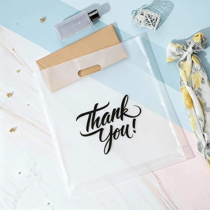 Infinite Pack Thank You Merchandise Bags, Die Cut Handles, Retail Shopping Bags for Boutique - Choose Color & Size