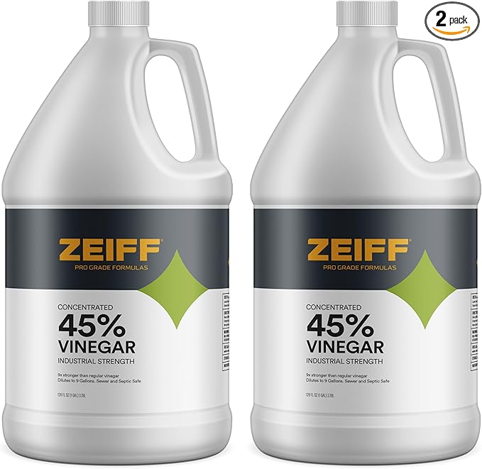 45% Pure Concentrated Vinegar - Technical Grade Acetic Acid Solution for Home and Outdoor Use - Cleaning Vinegar for Home & Laundry - 2 Gallon