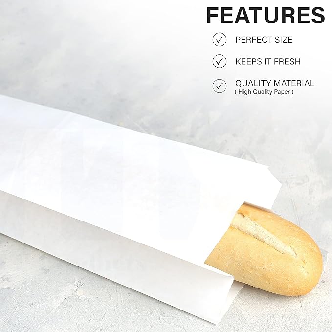 MT Products White Paper Bread Bags for Homemade Bread - 5.25" x 3.25" x 18" (Pack of 50) - Made in USA