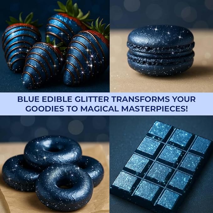 Bulk (20g) Navy Blue Edible Glitter for Drinks Edible Glitter for Cakes, Drink Glitters, Shimmering Navy Blue Glitters Cake Decorations Shimmer for Strawberries, Cocktail Drinks