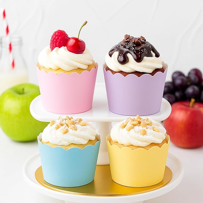 200 Pieces 5.5 oz Pastel Baking Cups Cupcake Wrappers for Muffins Colorful Baking Cups for Desserts Baby Showers Birthday Party Celebrations