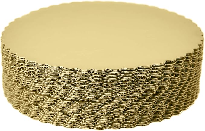 30-Pack Cake Board Rounds, Circle Cardboard Base Boards, 8, 10 and 12-Inch. Perfect for Cake Decorating, 10 of Each Size (Gold, 30)
