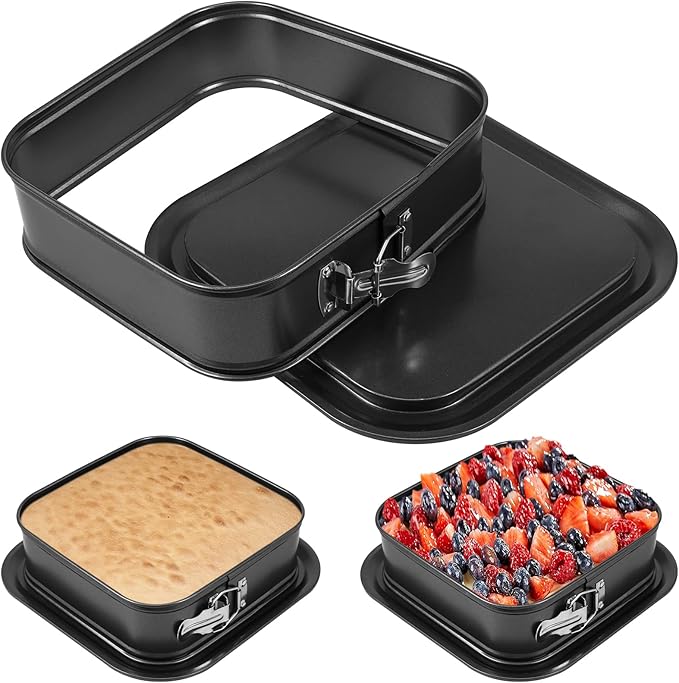 Springform baking Pan Square, 9.5 Inch Large Spring Form Cake Pan with Removable Bottom, Non-stick Cheesecake Cake Pan Bakeware for Home Kitchen DIY (Square)