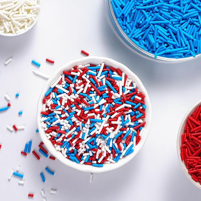 Edible White Sprinkles, White Jimmies Sprinkles, Jimmies for Cake Decorating, Cupcakes, Cake Toppers, Macarons, Cookies, and Ice Cream Toppers(120g/4.23oz)