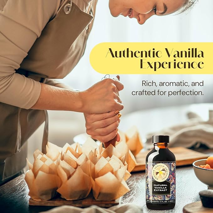 Natural Vanilla Extract For Baking, Sweet Drinks And More, Hand Crafted From Premium Madagascar Bourbon Vanilla Pods, Small Batch, 4 Oz Bottle