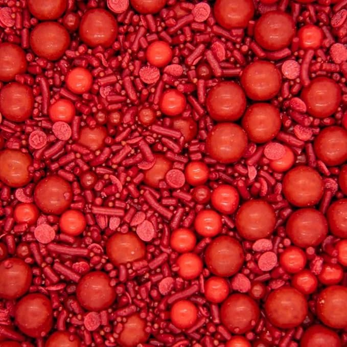 Red Sprinkles Valentines Day Sprinkles for Cake Decorating Fancy Valentine Day for Cookie Decorating Valentines Day Edible Cake Decorations Cake for Baking with Sugar Pearls