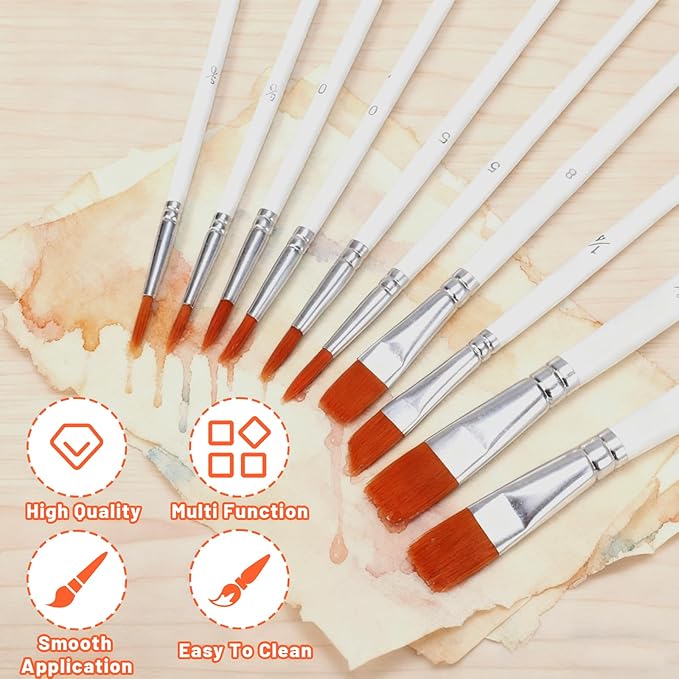 10Pcs Cake Painting Brushes Set, Soft Food Safe Cake Paint Brushes for Dusting Edible Glitter, Edible Color Pastry, Cookie, and Cakes Decoration