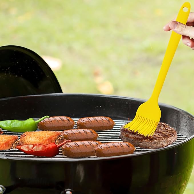 6 pieces basting brush for grilling,pastry brush,bbq basting brush,basting brush,rubber brush for cooking,basting brush for cooking,silicone bbq brush,barbecue sauce brush (yellow)