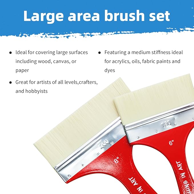Falling in Art Flat Paddle Paint Brush, Large Scale Brush for Oil and Acrylic Paints, 6 Inch