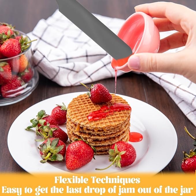 Silicone Jar Spatula Non-Stick Sourdough Scraper Tool Sourdough Stirring Stick Skinny Rubber Spurtle Long Handle Baking Cooking Tool for Scraping Icing Bread Cream Jam