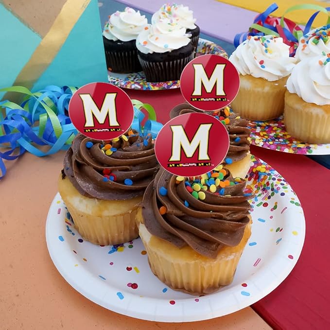 University of Maryland Primary Logo Cupcake Picks Toppers Decoration Set of 6