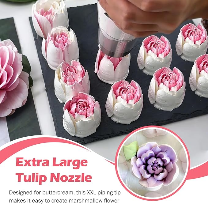 Russian Piping Tip, Stainless Steel Extra Large Piping Tip for Cake Decorating, Pastry Cupcake Flower Frosting Piping Kit Cake Decorating Supplies Floral Icing Nozzles Kitchen Gadgets, SL44