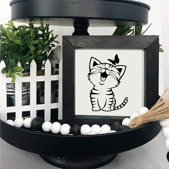 Small Stencils for Painting on Wood Reusable, 3 Inch Reusable Stencil for Craft Ornament Paint Template Stencils for Wall Card Rock Wood Signs Coasters Canvas Home Decor (cat)