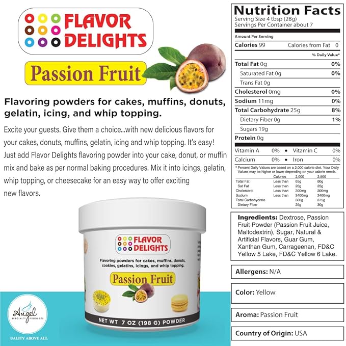 Angel Specialty Products Flavor Delights Flavored Powder Bakery Mix Passion Fruit