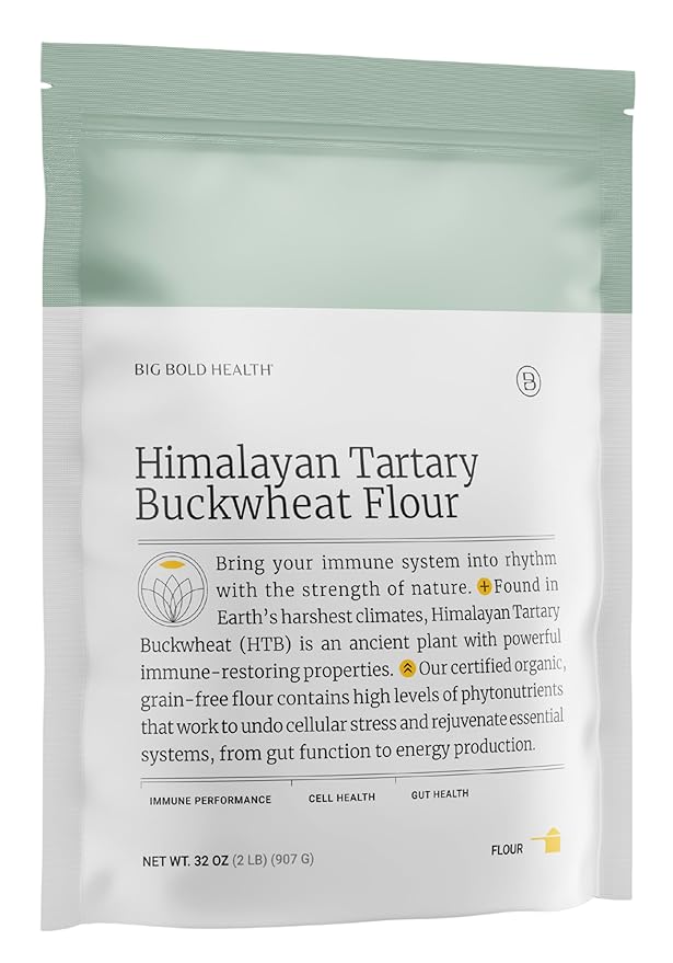 BIG BOLD HEALTH Himalayan Tartary Buckwheat Organic Gluten Free Flour | 100+ Immune-Active Nutrients | 100% USDA Organic Grain-Free Flour | Non-GMO | USA Grown (2lb)