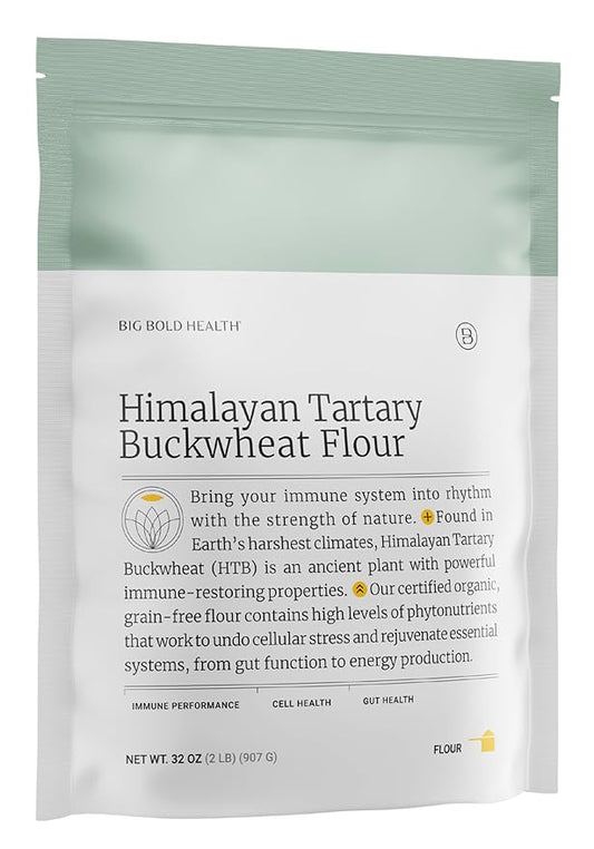 BIG BOLD HEALTH Himalayan Tartary Buckwheat Organic Gluten Free Flour | 100+ Immune-Active Nutrients | 100% USDA Organic Grain-Free Flour | Non-GMO | USA Grown (2lb)