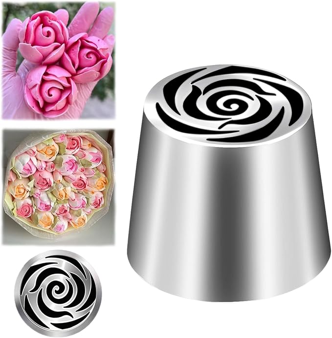 Suuker Extra Large Russian Piping Tip, Stainless Steel Flower Piping Tips Rose Floral Icing Nozzles for Cake Decorating, Frosting, Cream Flower DIY Cookies, SL40