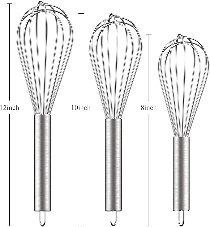 Danish Dough Whisk Stainless Steel Dough Hook Dutch Whisk for Sourdough Bread Dough Mixer Hand Wooden Handle Kitchen Whisking Mixing Tool Bread Making Tools and Supplies (3 Pack Sliver)