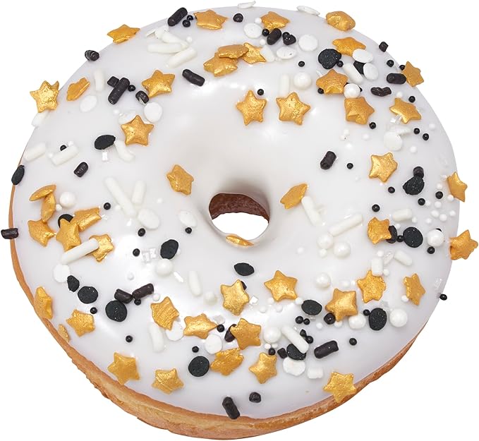 DecoPac Graduation Fusion Mix Candy Sprinkles, 26oz, Fancy Sprinkles in Handheld Container, Edible Black And White Sprinkles For Celebration Cakes, Cupcakes, Cookies and Donuts