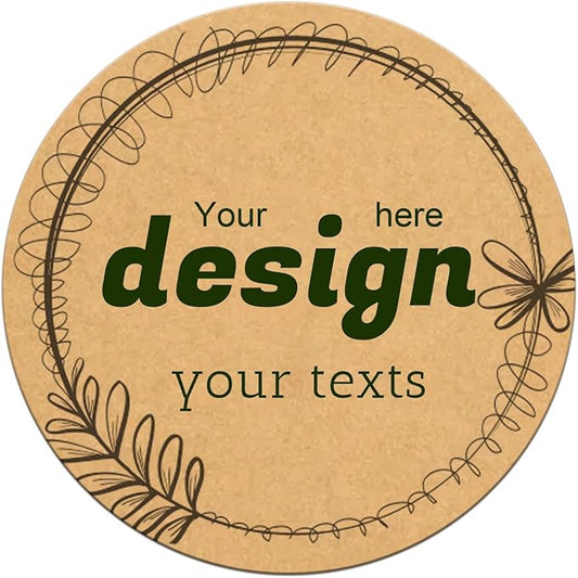 Custom Lables Round Kraft Paper Stickers, Decorative Labels with Floral Wreath Personalized with Texts, Logo, Thank You Labels for Business 100 Pack (Style 12)