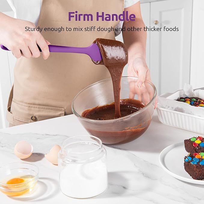 High Heat Resistant Silicone Spatulas: U-Taste 480ºF Hot Proof Food Grade Flexible Silicon Baking Scraper, Food Grade Rubber Kitchen Cooking Mixing Utensils for Nonstick Cookware Set of 4 (Purple)