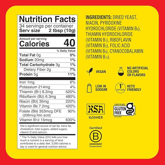 Bragg Premium Nutritional Yeast Seasoning - Vegan, Gluten Free – Good Source of Protein & Vitamins – Nutritious Savory Parmesan Cheese Substitute (Original, 12 Ounce (Pack of 1))