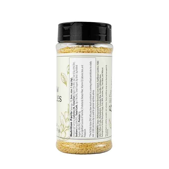 Olive & Vine Yellow Soft Sprinkles, Subtle Sweetness, For Baking & Desserts, Rich Tradition, Authentic Taste, For Global Recipes (11.2 Ounce)