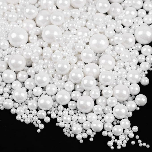 White Pearls Sprinkles for Cake Decorating 3.5 Ounces, Edible Sugar Candy Cupcake Topper, Cookies, Ice Cream Toppings Cake Decorations for Wedding Party Anniversary