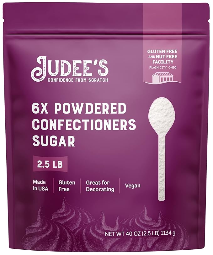 Judee’s 6X Powdered Confectioners Sugar 2.5 lb - 100% Non-GMO, Gluten-Free, and Nut-Free - 6X Size Perfect for Icings, Frostings, and Dusting Baked Goods