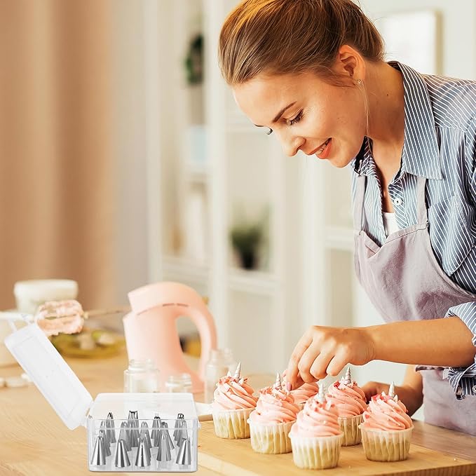 2pcs Piping Tip Box with Fixed Pins 84 Piping Tip Organizer Baking Cake Decoration Tool Storage Box (Clear)