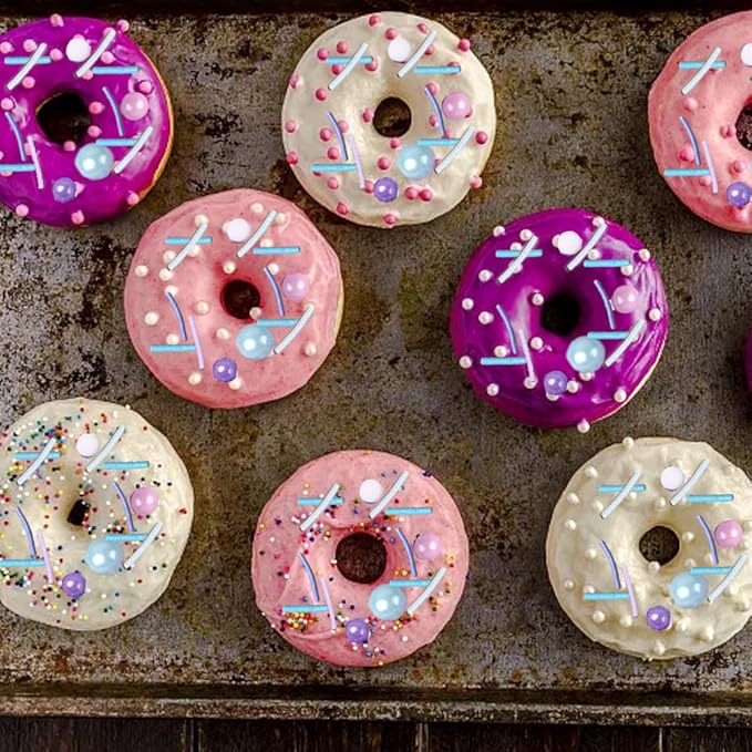 LEBERY 8.4 Oz Pastel Sprinkles, White Pink Purple Blue Sprinkles, Edible Cake Cupcake Sprinkle Edible Cake Pearls for Cake Decorating Mermaid Sprinkle Jimmies Mix for Baking Cookie Decoration