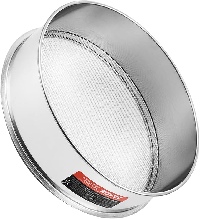 VEVOR Flour Sieve, 12 Mesh Sifter, 304 Stainless Steel Food-grade Fine Mesh Strainer, Dia. 12.6" for Baking, 5 Sizes Mesh Hole for Mungbean, Rice, Pearl Powder