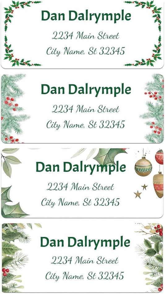 Personalized Address Labels mailing Labels Stickers Personalized Christmas Stickers 150pcs in Paper, Vinyl, Kraft Paper, Clear Material 0.75inchx2.5inch (Style 5)