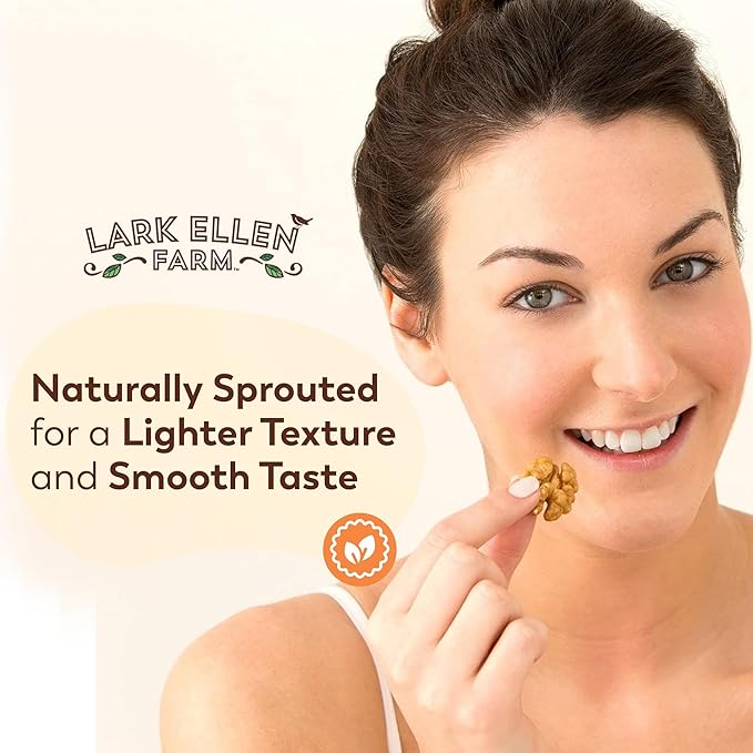 Lark Ellen Farm Organic Sprouted Walnuts – Raw, Unsalted, Keto-Friendly, Healthy Vegan Snack, Gluten-Free, 10 Oz, 3 Pack