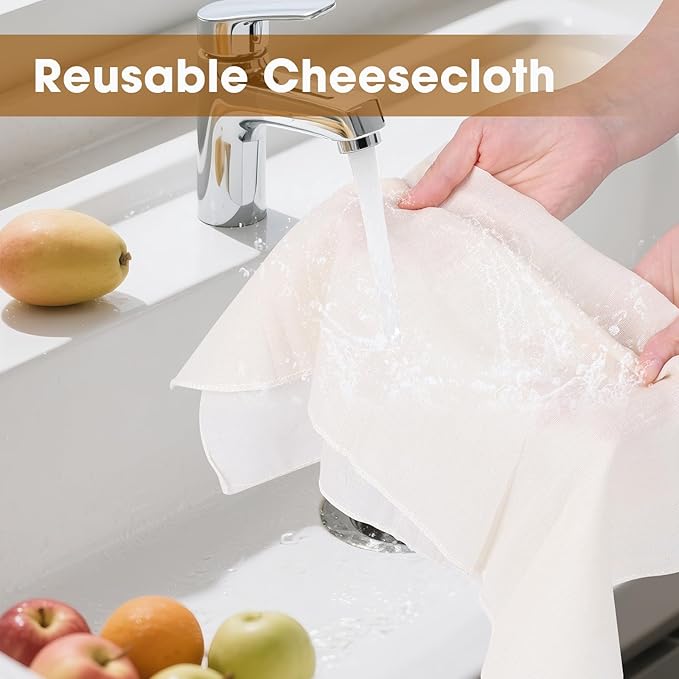 30 PCS Reusable Cheese Cloths for Straining, 20x20 Inch, Organic Cotton Cheese Cloths Unbleached,Cheese Cloth Reusable With Hemmed Edge for Straining Liquid,Cheese Making,Juicing,Baking,Cooking Turkey