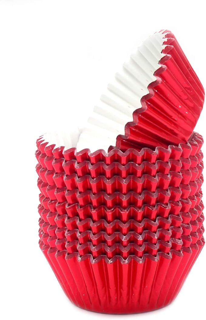 Standard Red Foil Cupcake Liners Muffin Baking Cups for Party and More, 200-Count