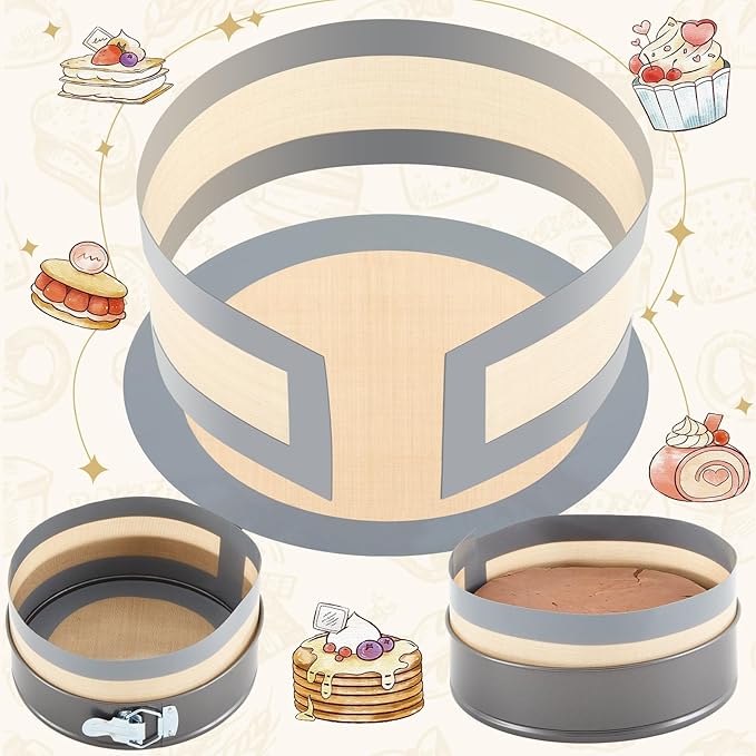 Honeydak 3 Set Silicone Baking Mat for 6, 8, 10 Inch Springform Pan Protector Prevent Cake from Sticking to Bottom and Side Easy Clean Nonstick Silicone Liners for Baking Cheesecake Pan(Gray)