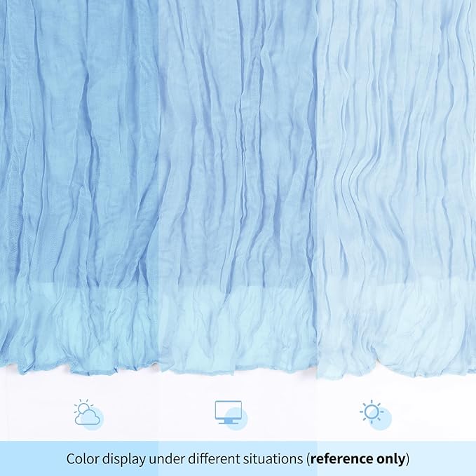 12 Pack Baby Blue Cheesecloth Table Runner 17x108 Inch Semi Sheer Boho Gauze Cheese Cloth Fabric Table Runners, for Wedding Party Baby Shower Birthday Home Decor Garden Farmhouse
