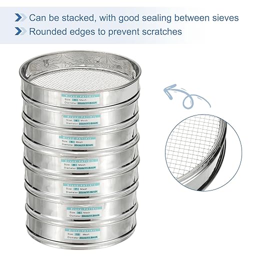 PATIKIL 60 Mesh(0.3mm) Lab Sieve, 11.8"(30cm) Diameter Sifting Screen 304 Stainless Steel Wire Cloth Fine Mesh Sieve for Industrial Laboratory Home Soil Sifter Dry Sift Screens Hash