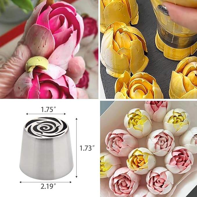 Extra Large Russian Piping Tips for Marshmallows Stainless Steel Flower Frosting Nozzles many styles Cake Decorating Baking tool for Buttercream, Cupcakes Cookies(SL40)