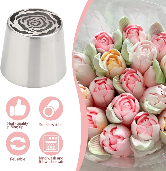 Extra Large Russian Piping Tips for Marshmallows Stainless Steel Flower Frosting Nozzles many styles Cake Decorating Baking tool for Buttercream, Cupcakes Cookies(SL46)
