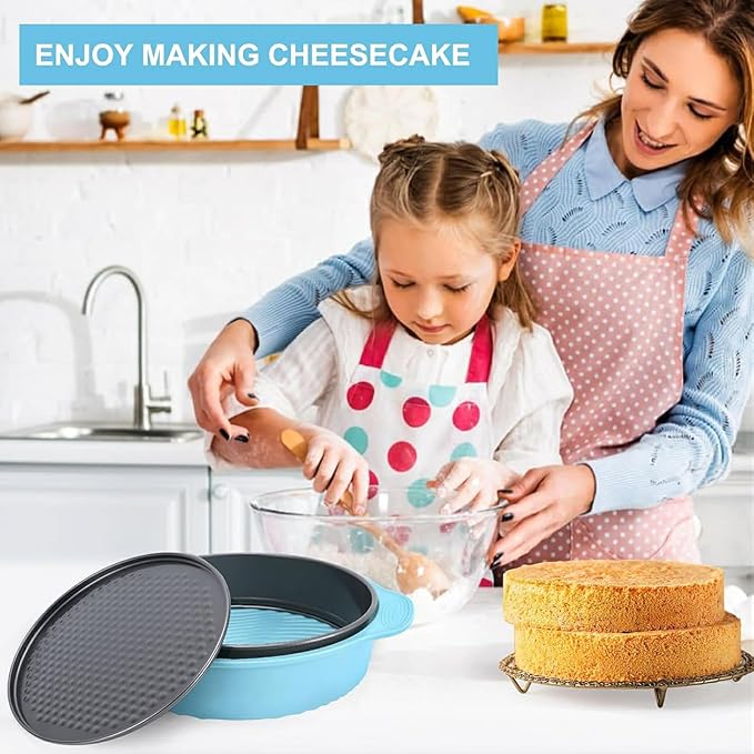 8.7 In Springform Pan, Round Leakproof Nonstick Removable Bottom Cheesecake Pan, Baking Silicone Protector with 50PCS Parchment Paper