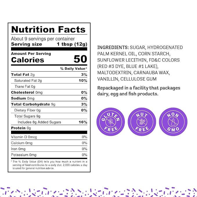 Judee's Gluten Free Purple Sprinkles - Gluten-Free Purple Cupcake & Cake Sprinkles - Edible Cake Decorations & Ice Cream Toppers - 4 Oz