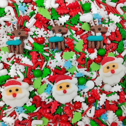 Homankit Christmas Sprinkles for Cake Decorating Edible Reindeer Santa Claus Sprinkle Mix Cake Cupcake Toppers Cookie Dessert Decorations 3.53 Ounces