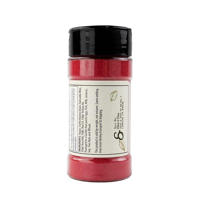 Olive & Vine Red Sanding Sugar, Sweet Finish, For Baking & Decorating, Rich Tradition, Authentic Taste, For Global Recipes (4 Ounce)