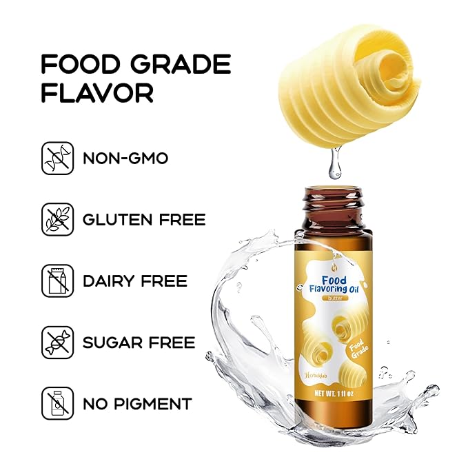 Butter Flavoring Extract – 1 fl oz Concentrated Food Flavoring Oil for Baking, Candy Making, Lip Gloss & Desserts, with Glass Dropper