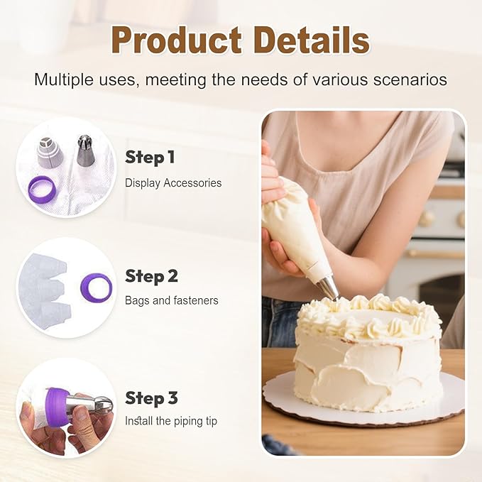 Cake Decor Piping Tips, 22 Sets of Stainless Steel Floral Piping Set, Large Sized Variety Styles Cake Decorating Gadgets, Suitable for Baking Enthusiasts (2)