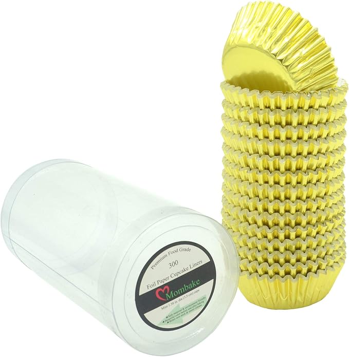 Mini Gold Foil Cupcake Liners Muffin Baking Cups for Party and More, 300-Count